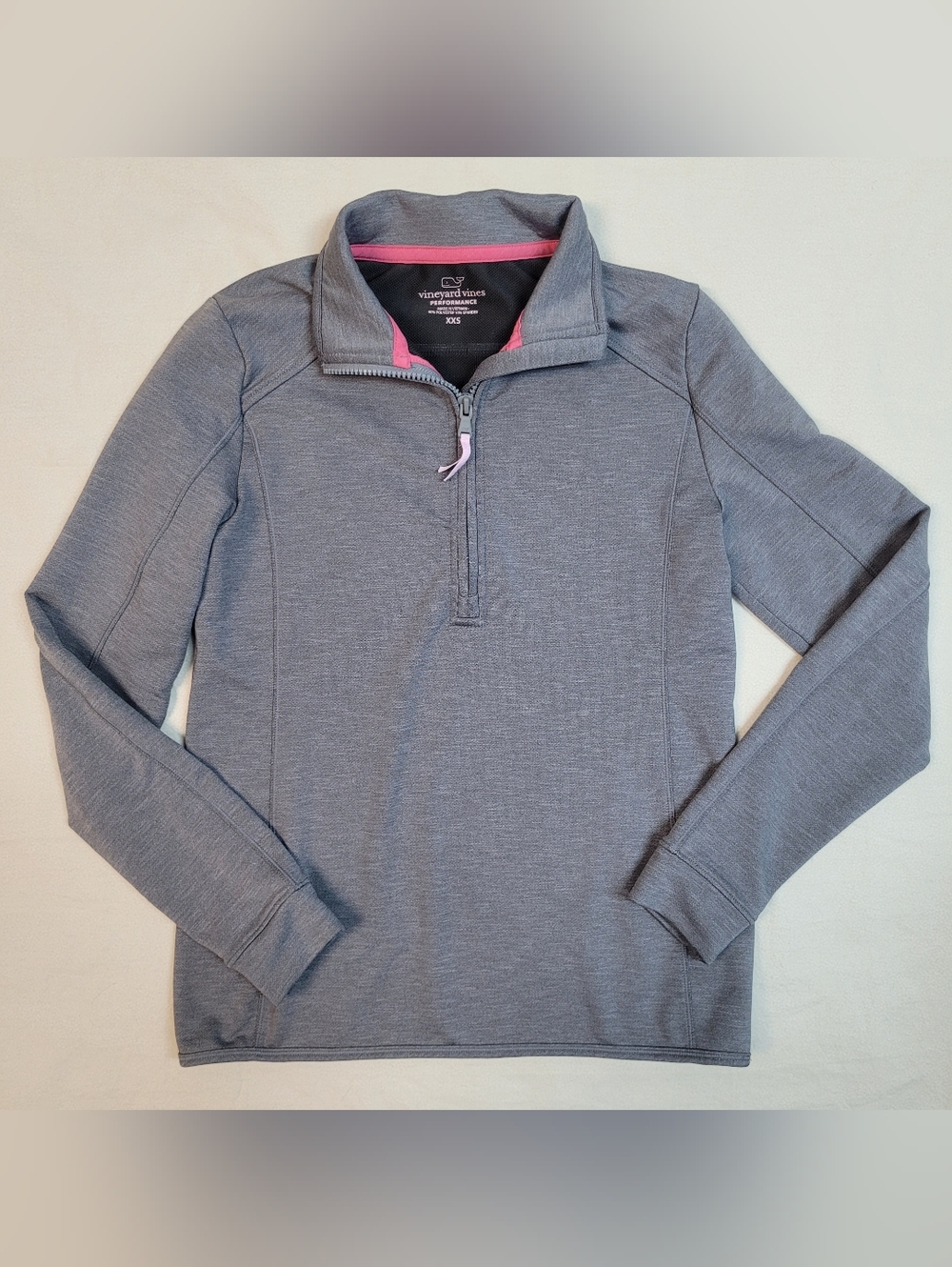 Vineyard Vines Women's Gray Quarter-Zip Athletic Pullover, XXS Preppy Beach